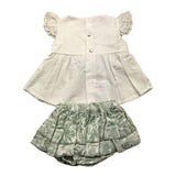 Valentina Bebes Completo 2 Pezzi Camicia-Culotte Bianco/Verde Per Neonata