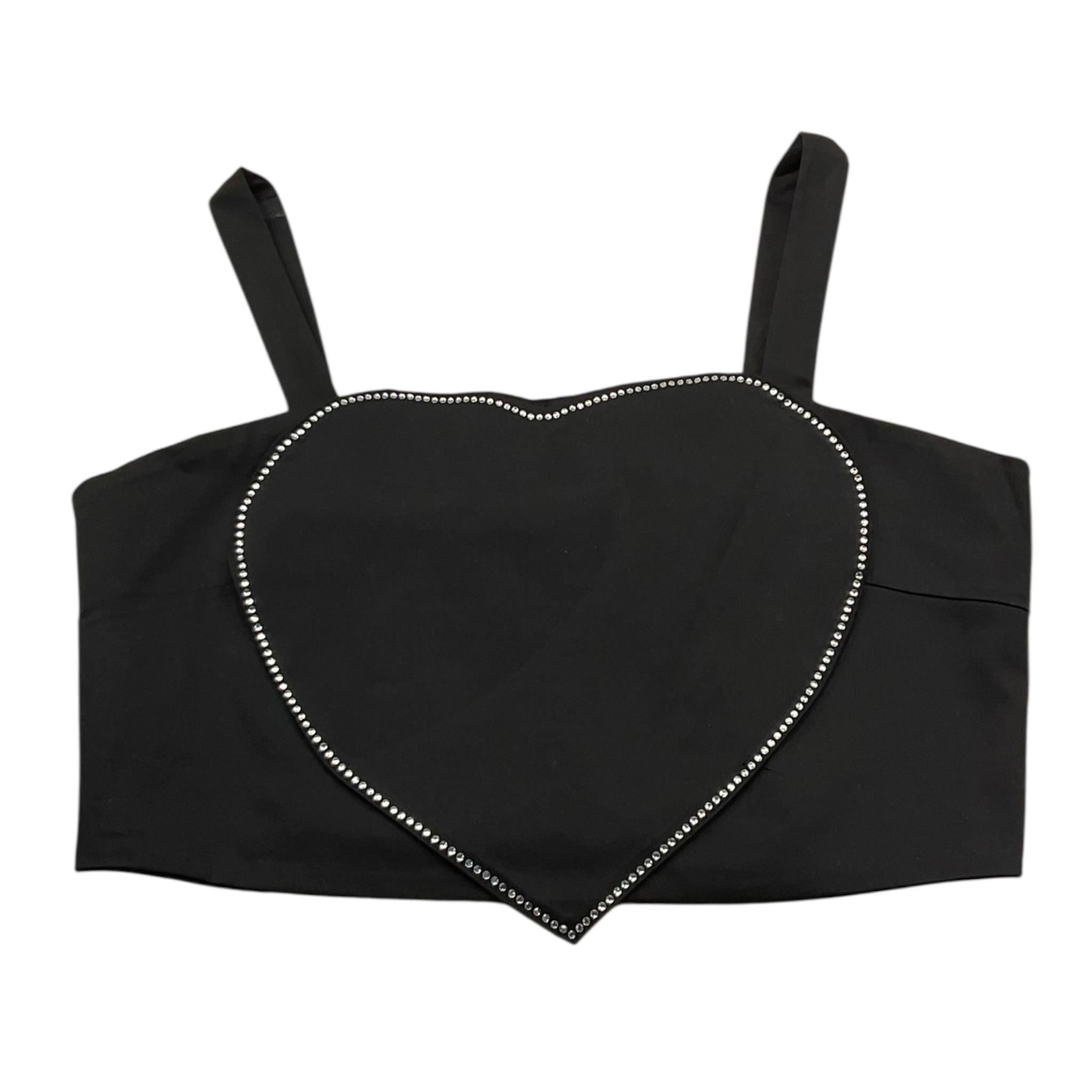 Please Top Tinta Unita con Brillantini per Bambina CC41132G73 NERO PLEASE 