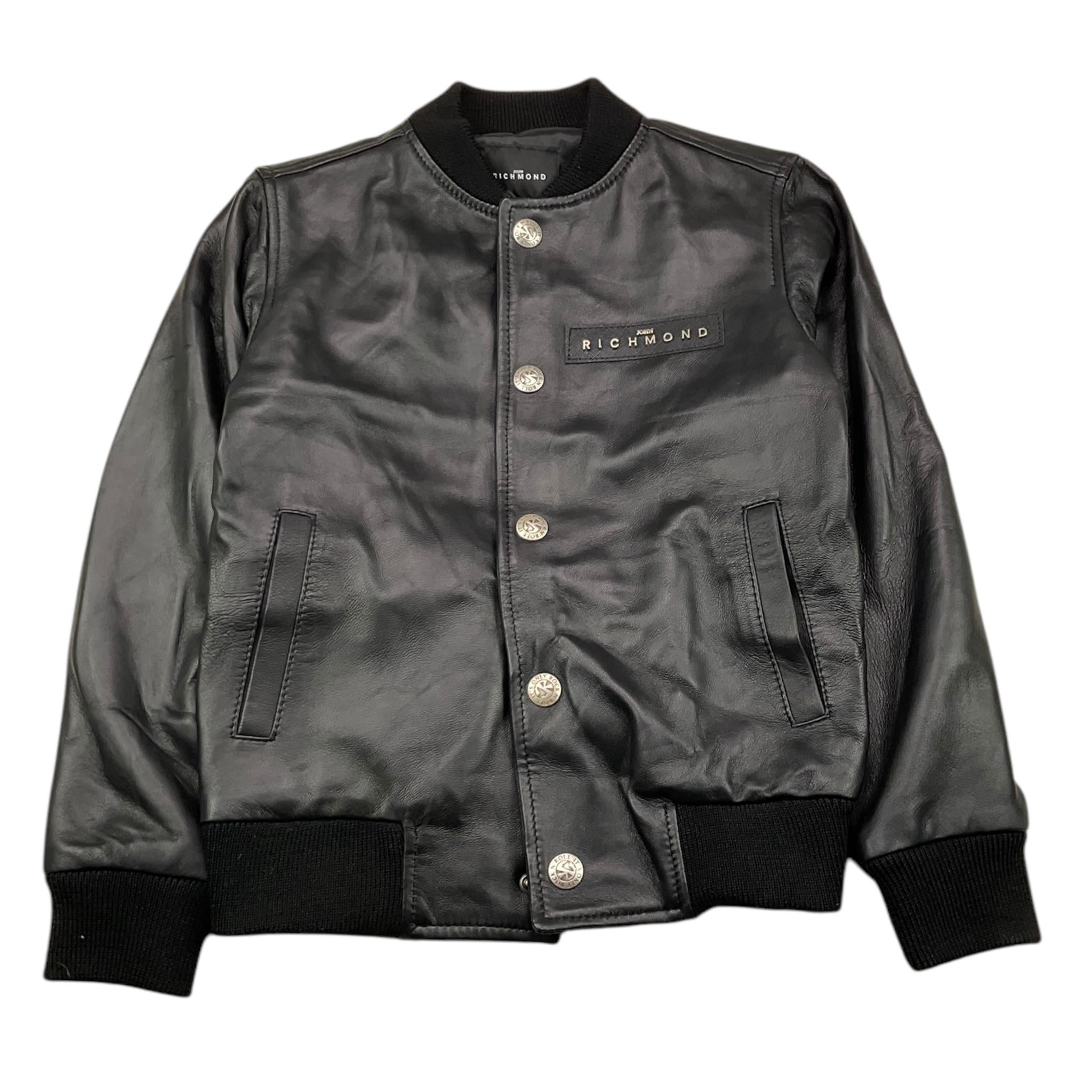 JOHN RICHMOND chiodo in pelle tinta unita con  bottoni Nero per Bambino RBA25230GB NERO JOHN RICHMOND 