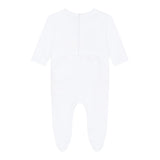 Carre'Ment Beau Tutina Manica Lunga Tinta Unita Con Stampe In Contrasto Bianco Per Neonato