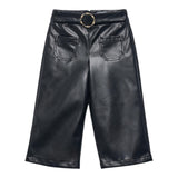 ABEL & LULA pantalone tinta unita in ecopelle Nero per Bambina 5716 NERO ABEL & LULA 