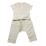 Teddy E Minou Completo 2 Pezzi T-Shirt-Pantalone Tinta Unita Bianco Per Neonato