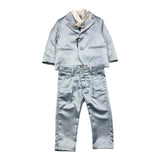 Damper Dan Completo 4 Pezzi Giacca-Camicia-Pantalone-Papillon Azzurro Per Neonato