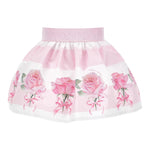 Monnalisa Gonna Bicolore con Stampa Rose per Neonata 31E700 BIANCO/ROSA MONNALISA 