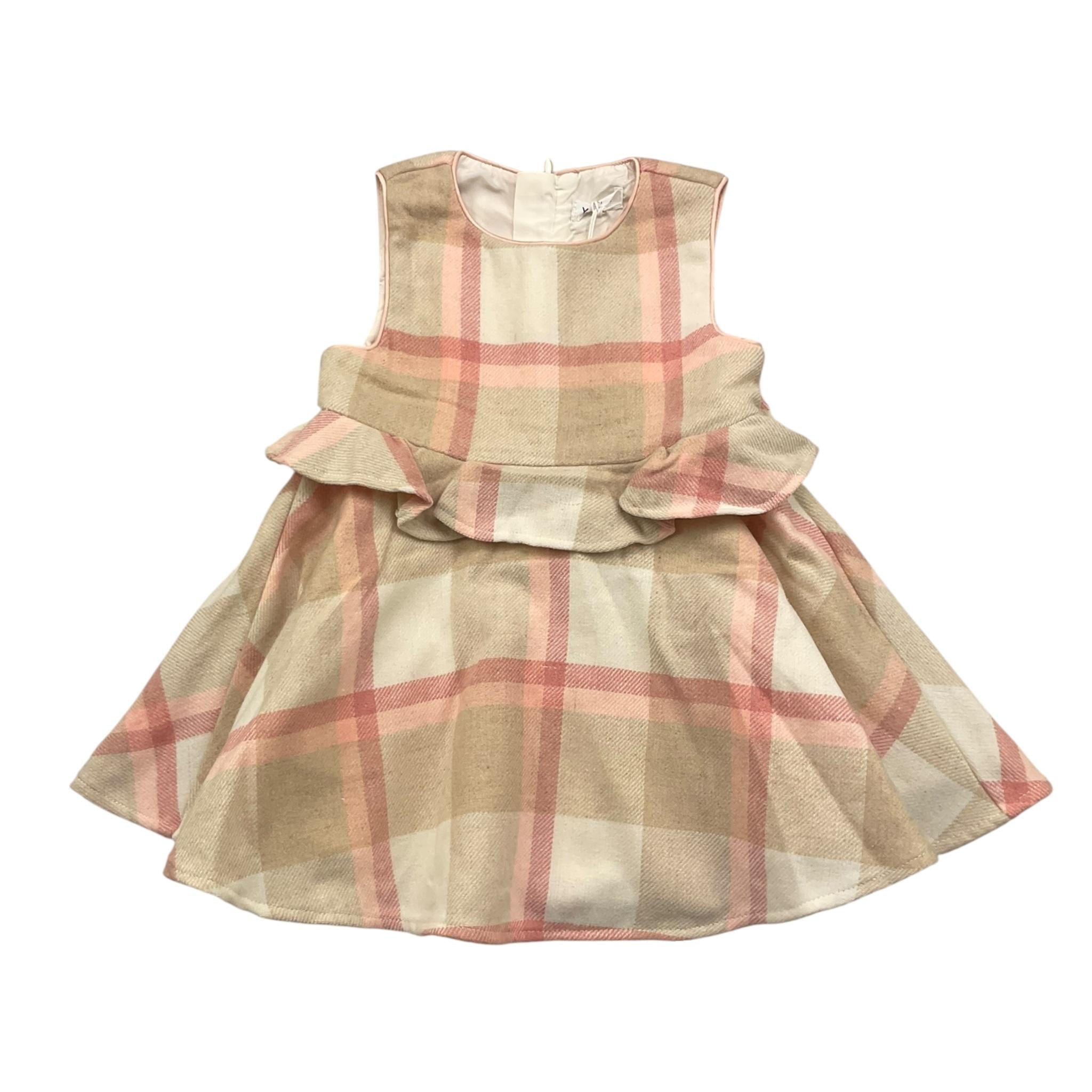 Y-CLU abito tinta unita con fantasia a quadri giromanica Bianco per Neonata YN20754 BIANCO Y-CLU 