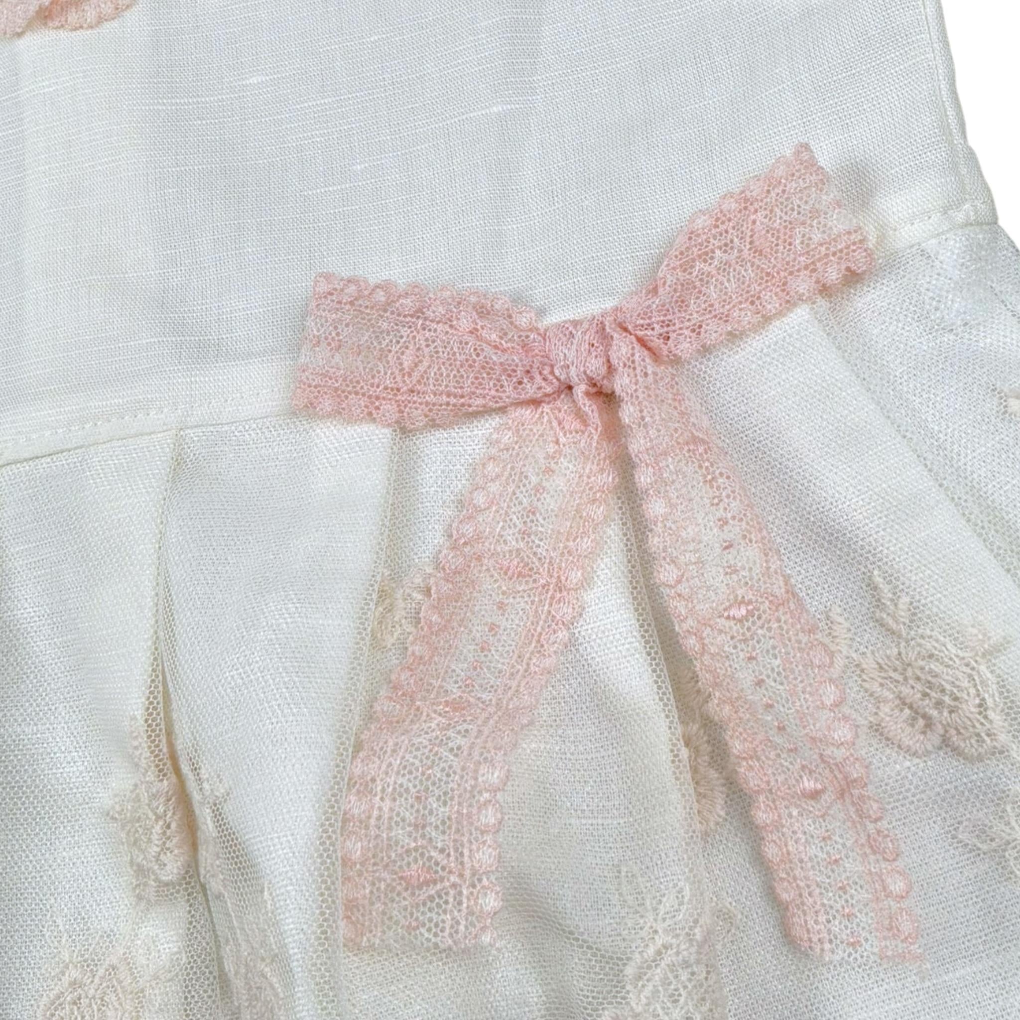 Juliana Abito tinta unita con Ricami Panna per Neonata 25143 PANNA JULIANA 