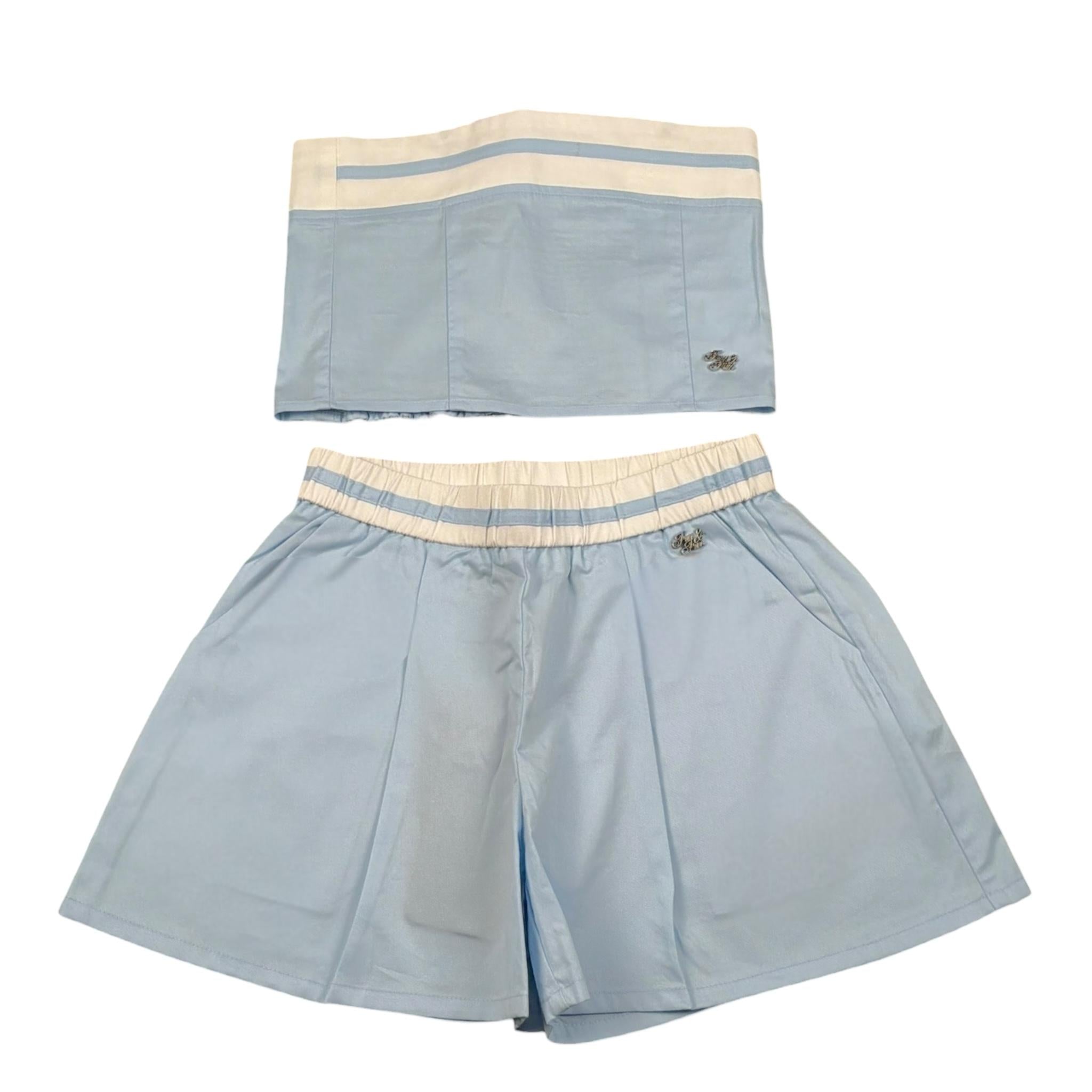 Fun & Fun Completo 2 Pezzi Top-Short Tinta Unita per Bambina 29271 AZZURRO FUN & FUN 