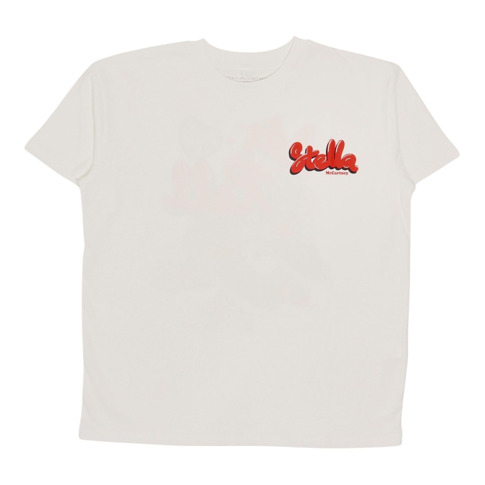 Stella Mccartney T-Shirt Girocollo Tinta Unita con Stampa per Bambino TW8D01 BIANCO STELLA McCARTNEY 