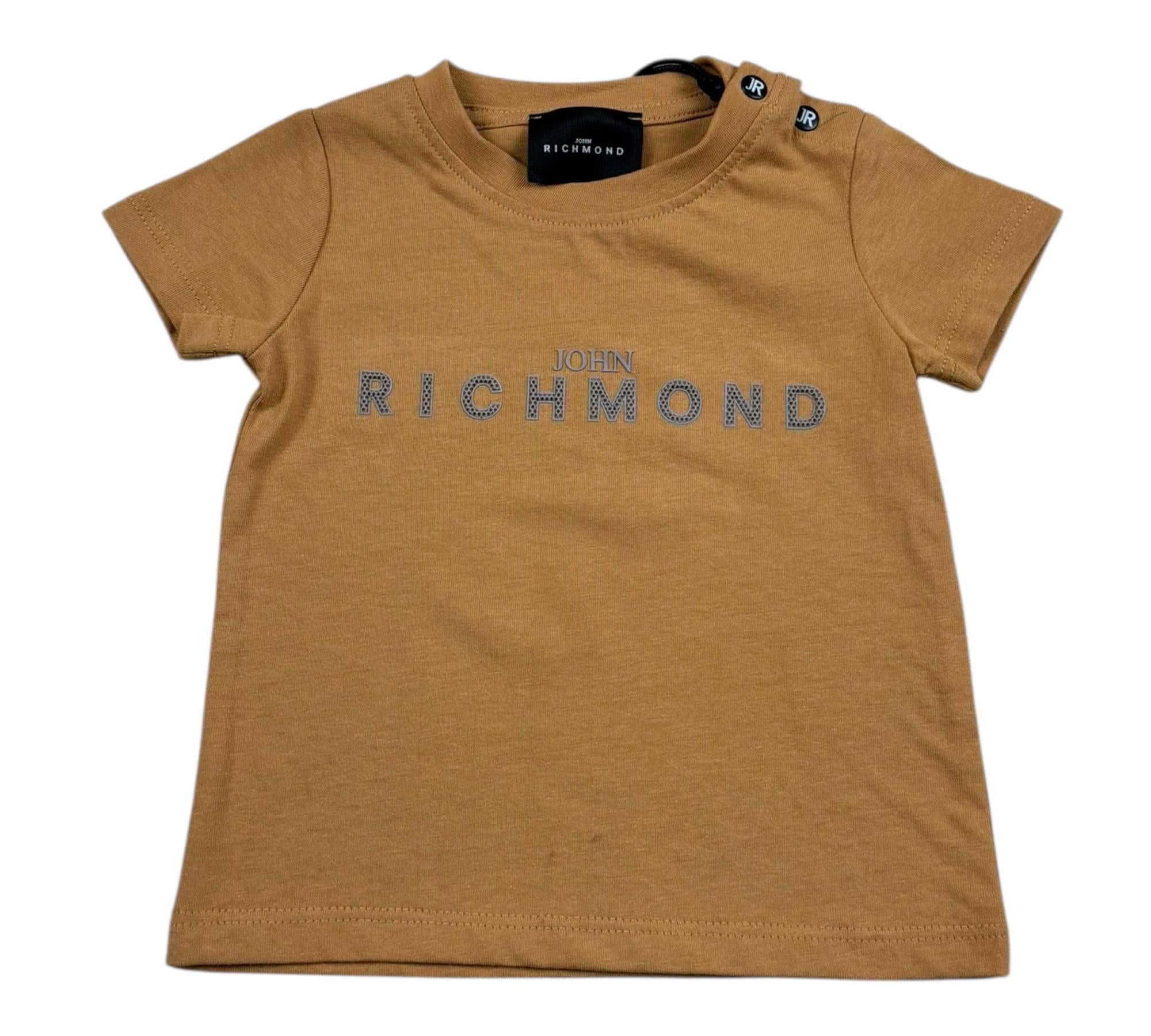 John Richmond T-Shirt Girocollo Tinta Unita con Stampa per Neonato RIP26002TS MARRONE JOHN RICHMOND 