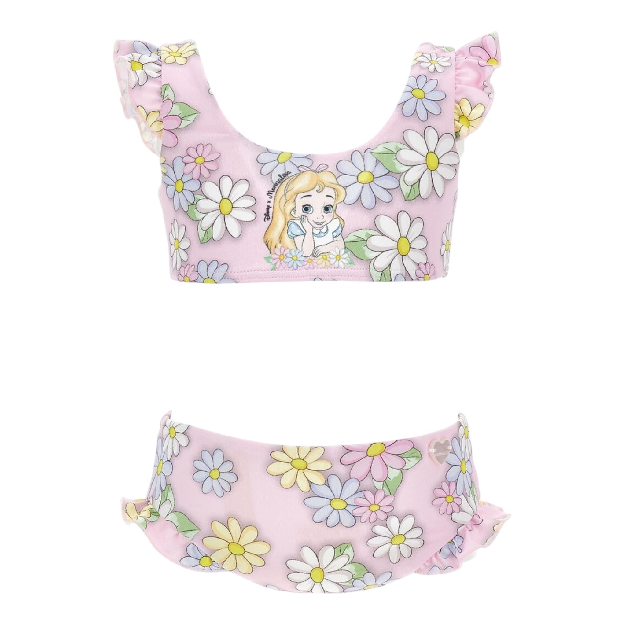 Monnalisa Costume 2 Pezzi Fascia-Slip Tinta Unita con Stampa per Neonata 39E047 ROSA MONNALISA 