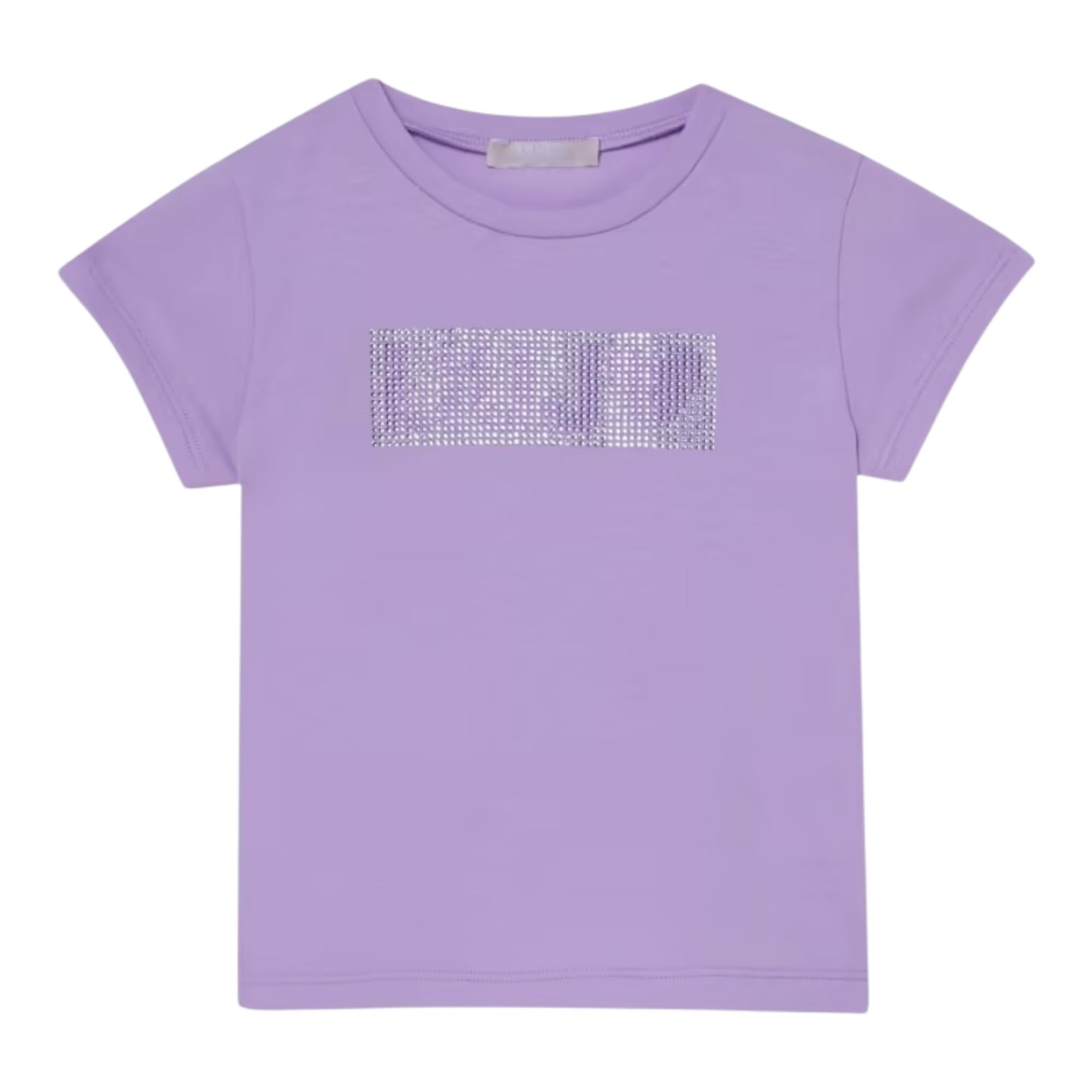 Liu Jo T-Shirt Tinta Unita con Brillantini per Bambina KA5095X LILLA LIU JO 