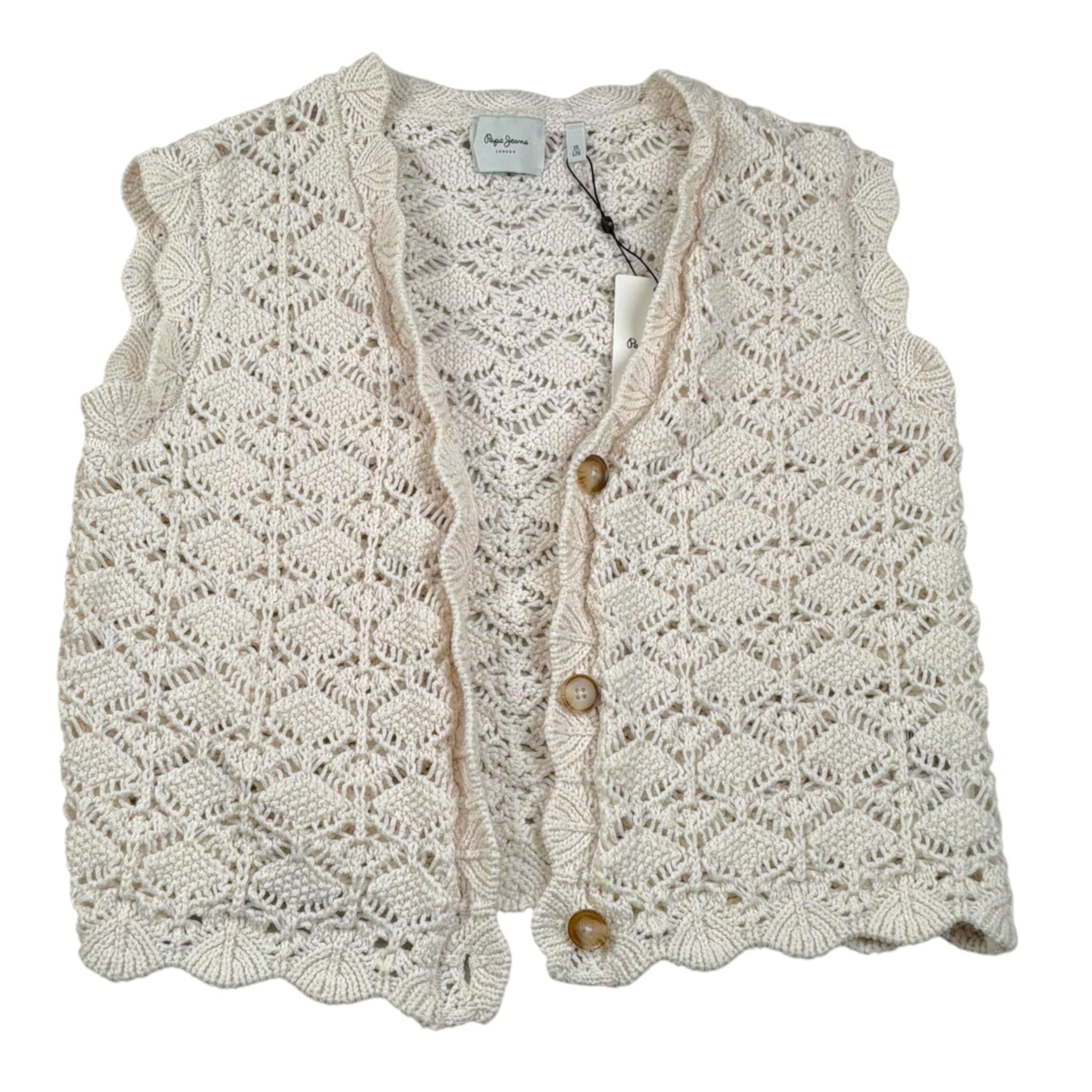 Pepe Feamo Gilet con Bottoni Ricamato per Bambina PG701111 PANNA PEPE FEAMO 