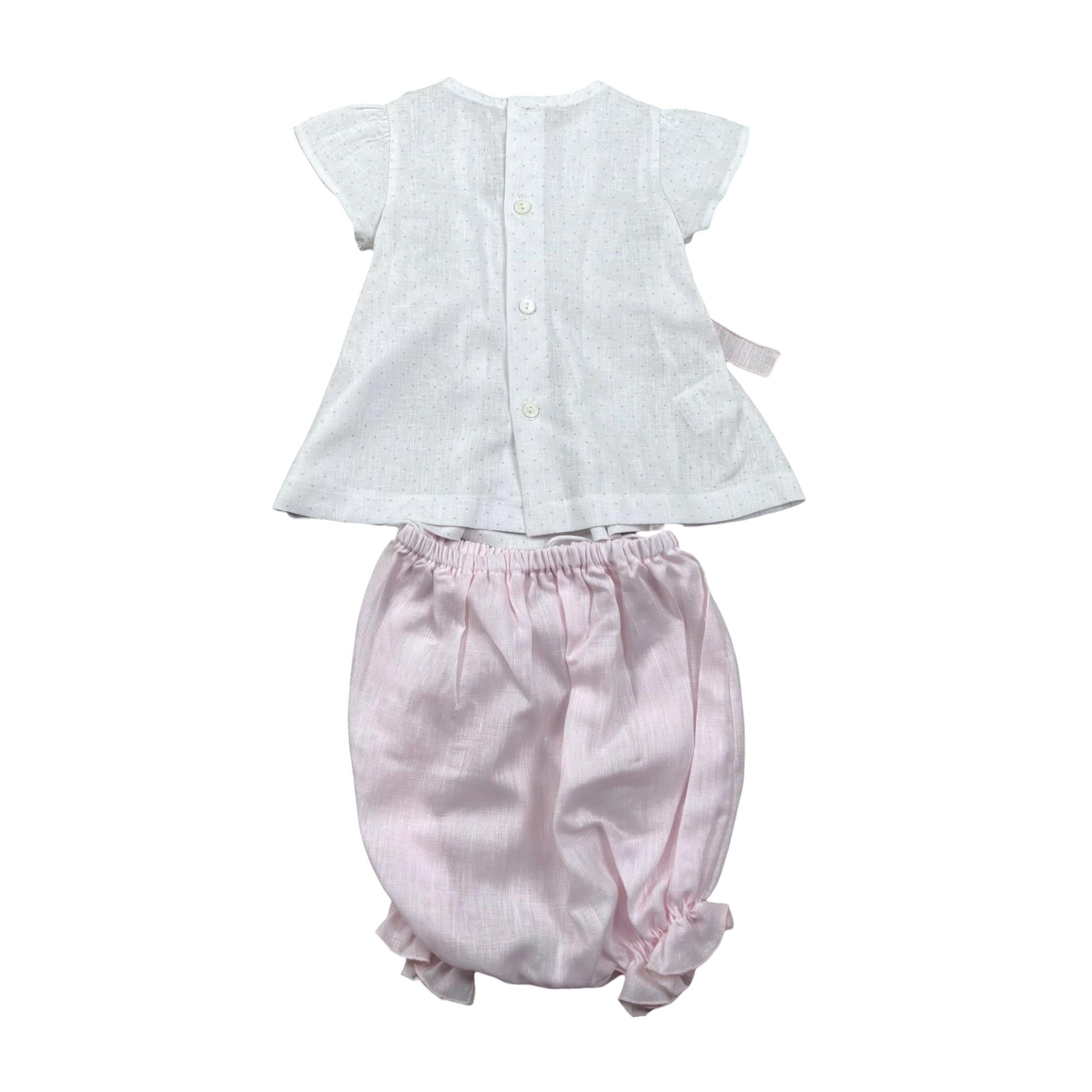 La Stupenderia Completo 2 Pezzi Camicia-Coulotte Bicolore per Neonata TBCT52 BIANCO/ROSA LA STUPENDERIA 
