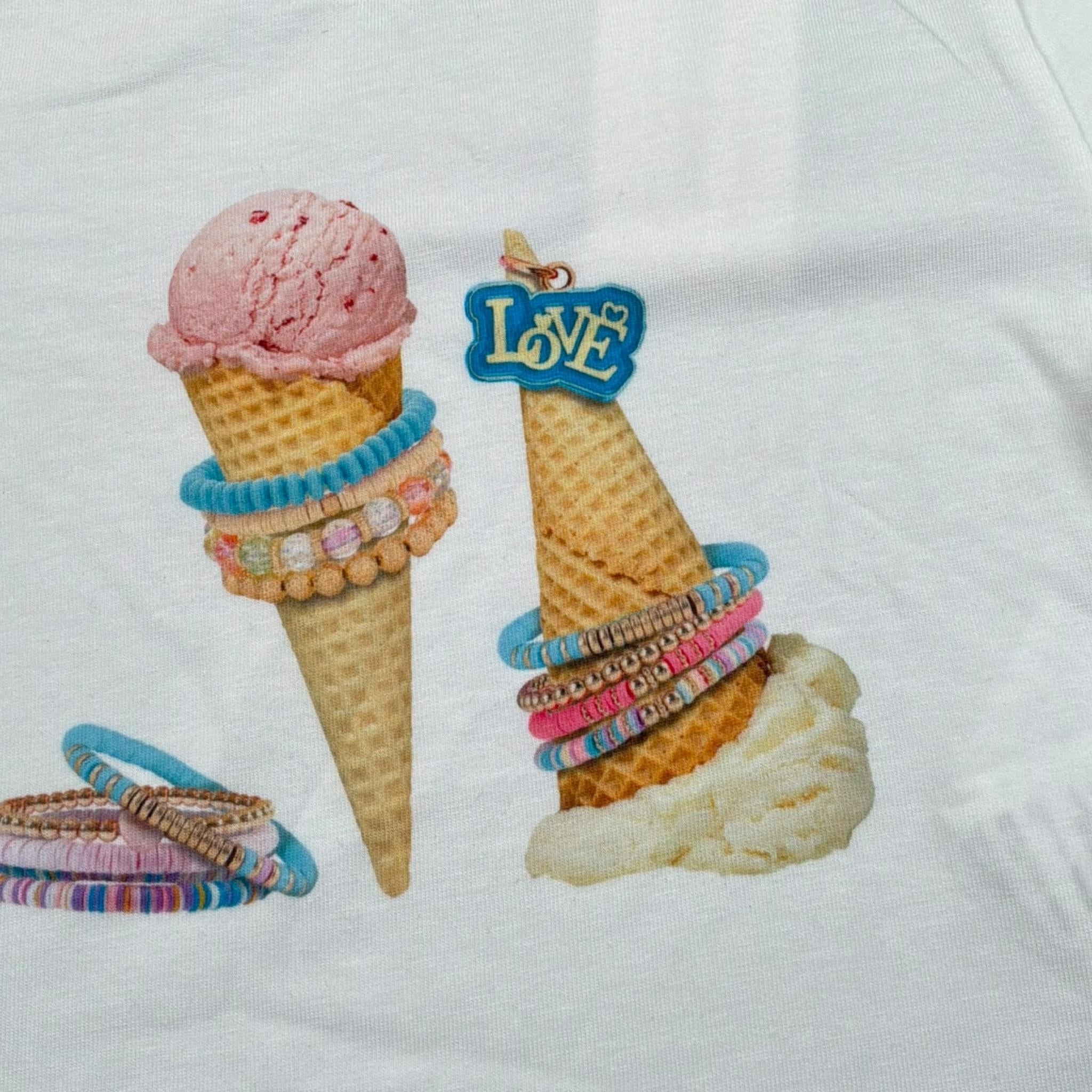 Miss Grant T-Shirt Girocollo Tinta Unita con Stampa per Neonata MG1317N BIANCO MISS GRANT 