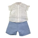 Barcellino Completo 3 Pezzi Camicia-Bermuda-Papillon Bianco per Neonato