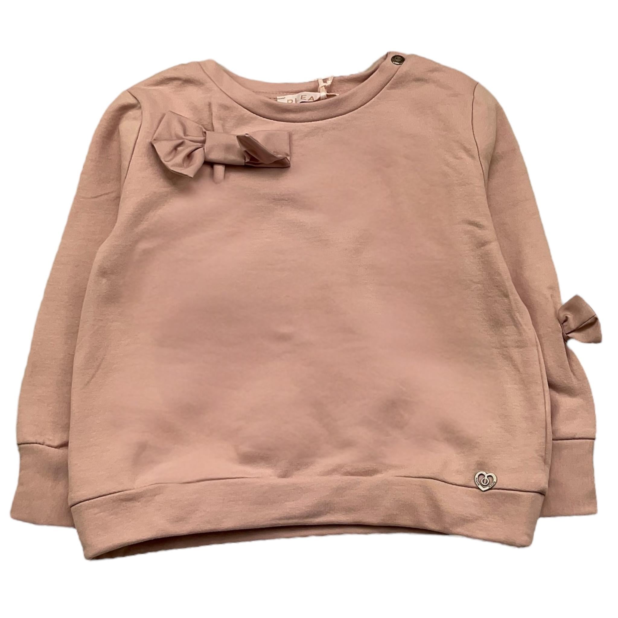 PLEASE felpa chiusa girocollo tinta unita con fiocco Rosa per Neonata LB30042G65 ROSA PLEASE 