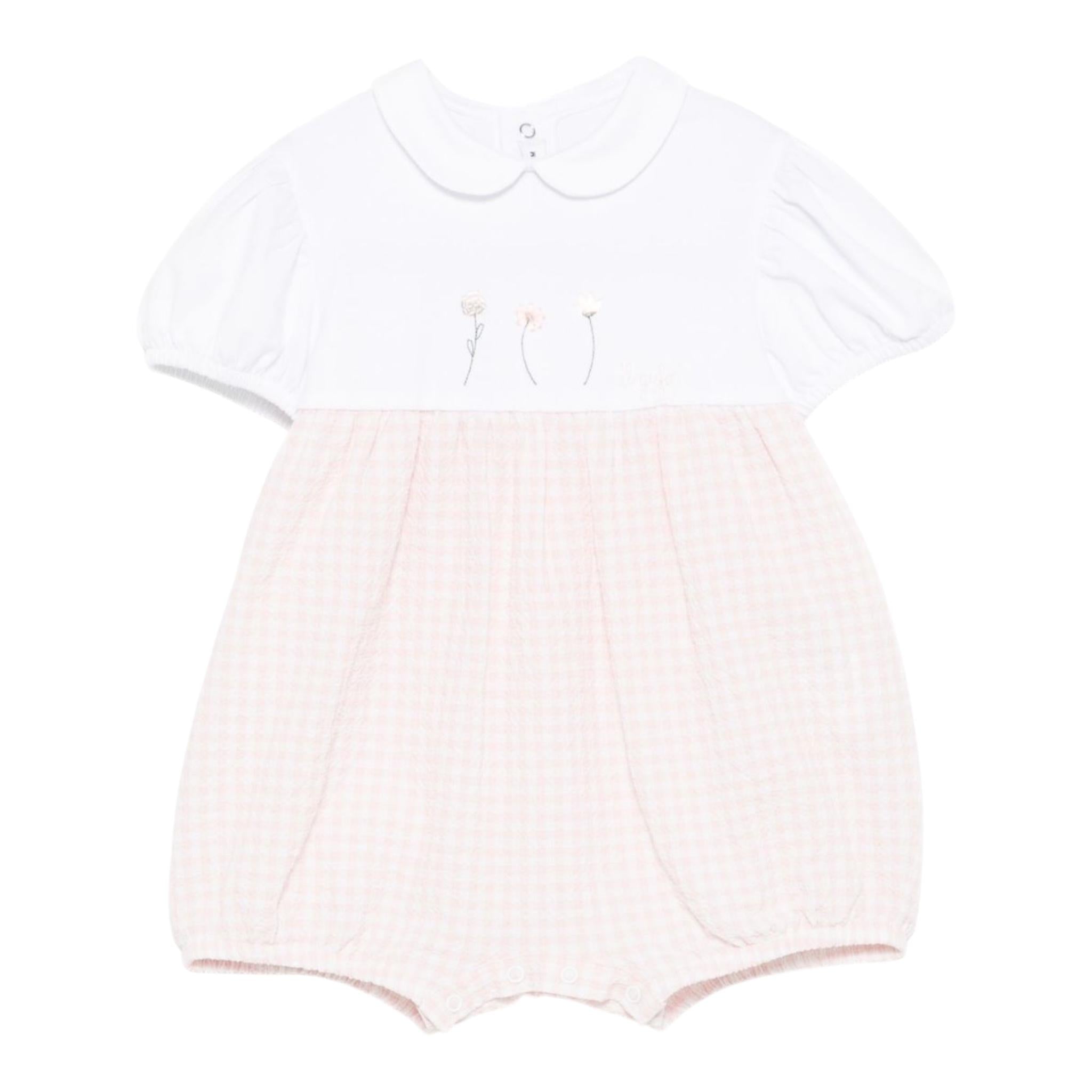 Il Gufo Pagliaccetto Mezza Manica Bicolore per Neonata P25TO270C3160 BIANCO/ROSA IL GUFO 