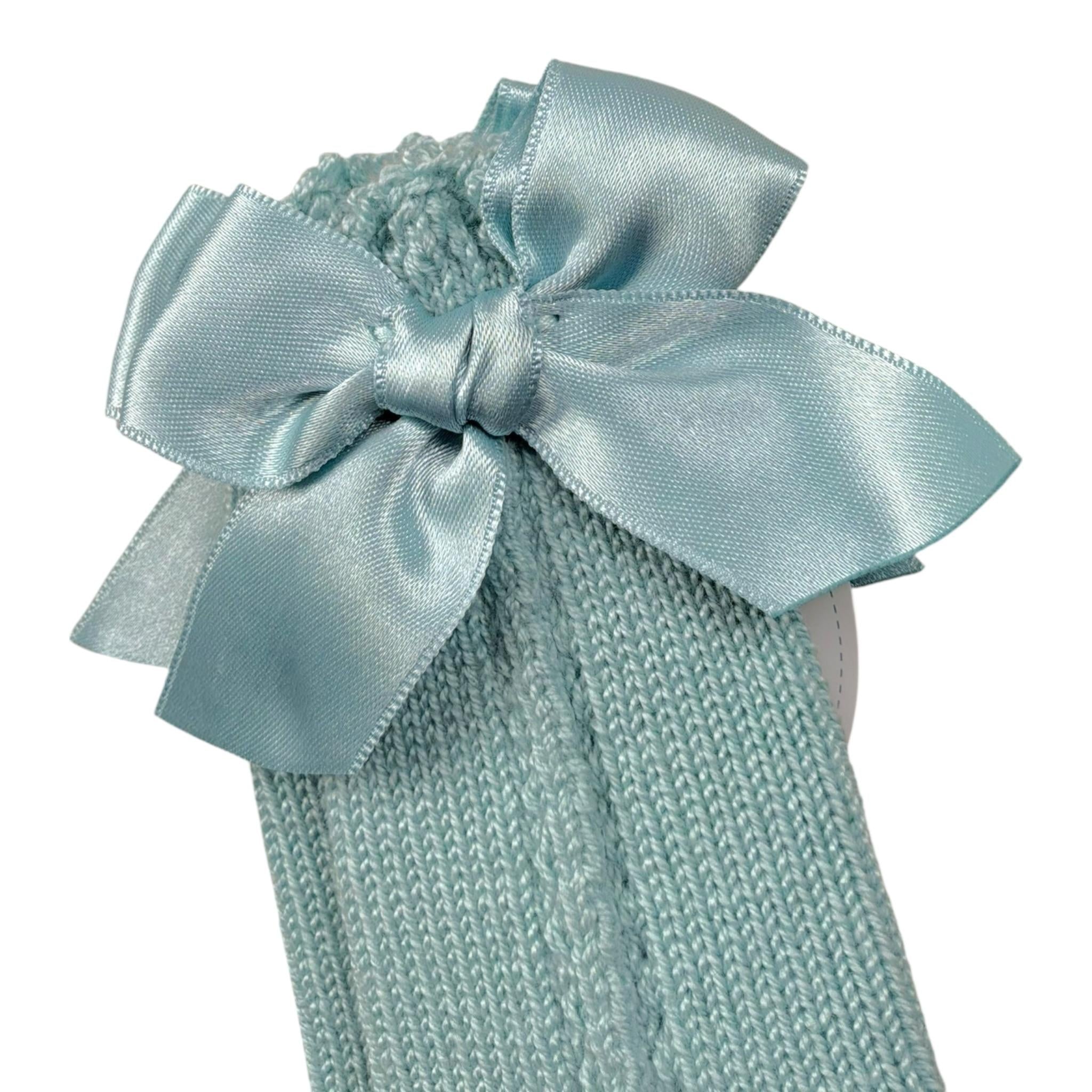 Juliana Calzini tinta unita con Fiocco Verde Acqua per Neonata J649 VERDE ACQUA JULIANA 