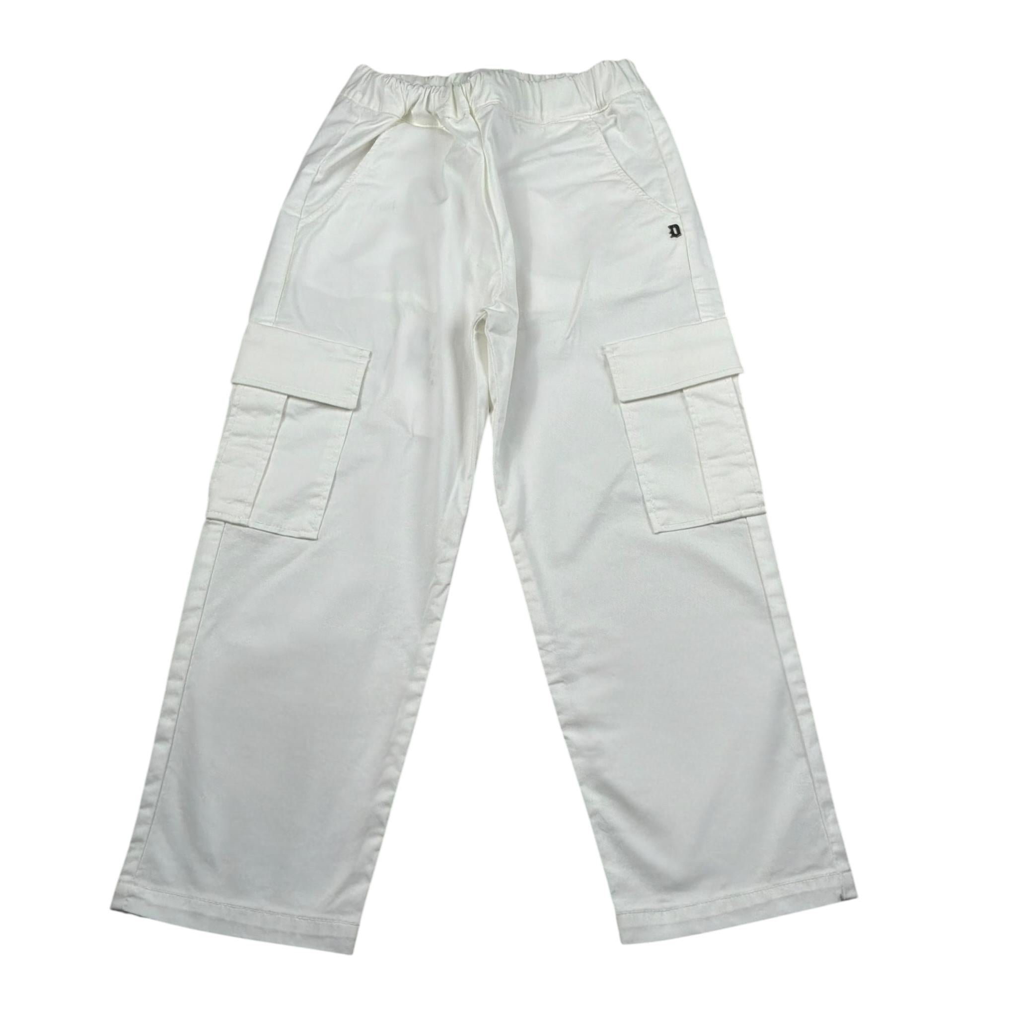 Dondup Pantalon Tinta Unita con Elaatico In Vita per Bambino DMPA041 BIANCO DONDUP 