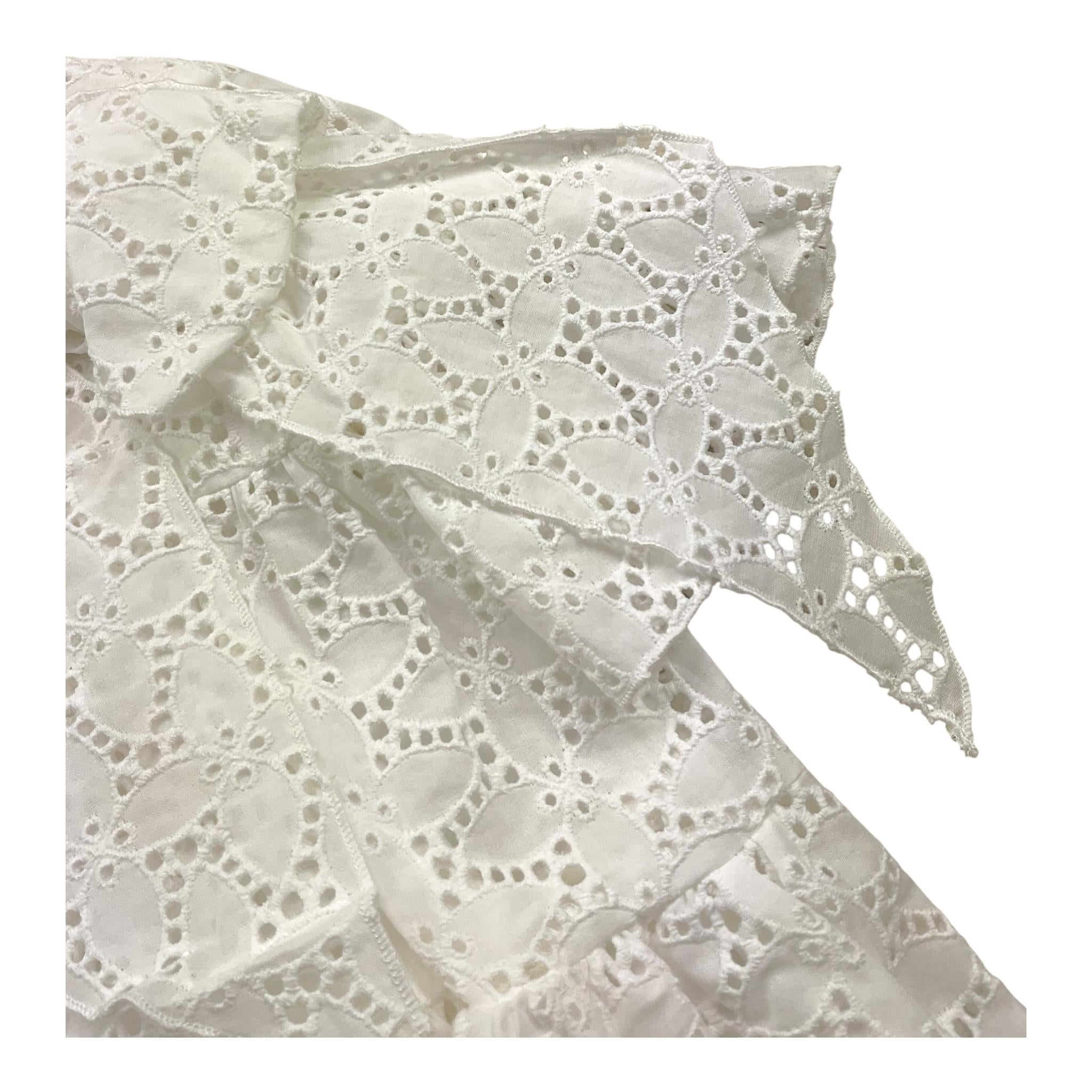 Little Bear Abito Tinta Unita Traforato con Fiocco per Bambina 8204 BIANCO LITTLE BEAR 