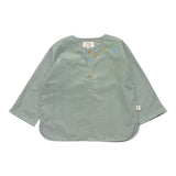 Teddy E Minou Camicia Manica Lunga Tinta Unita Verde Per Neonato