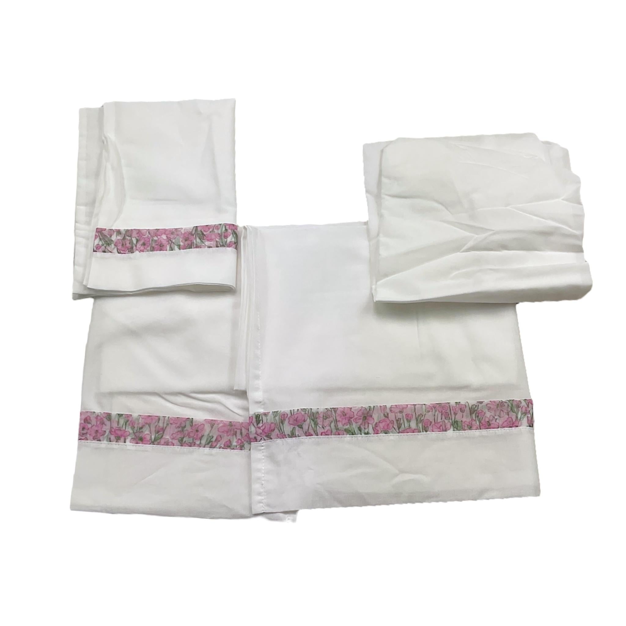 Ninnaoh Set 3 Pezzi Lenzuola Tinta Unita con Applicazioni per Neonata E25LE7 BIANCO NINNAOH 