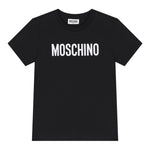 Moschino T-Shirt Girocollo Tinta Unita con Stampa per Bambino HUM05C NERO MOSCHINO 