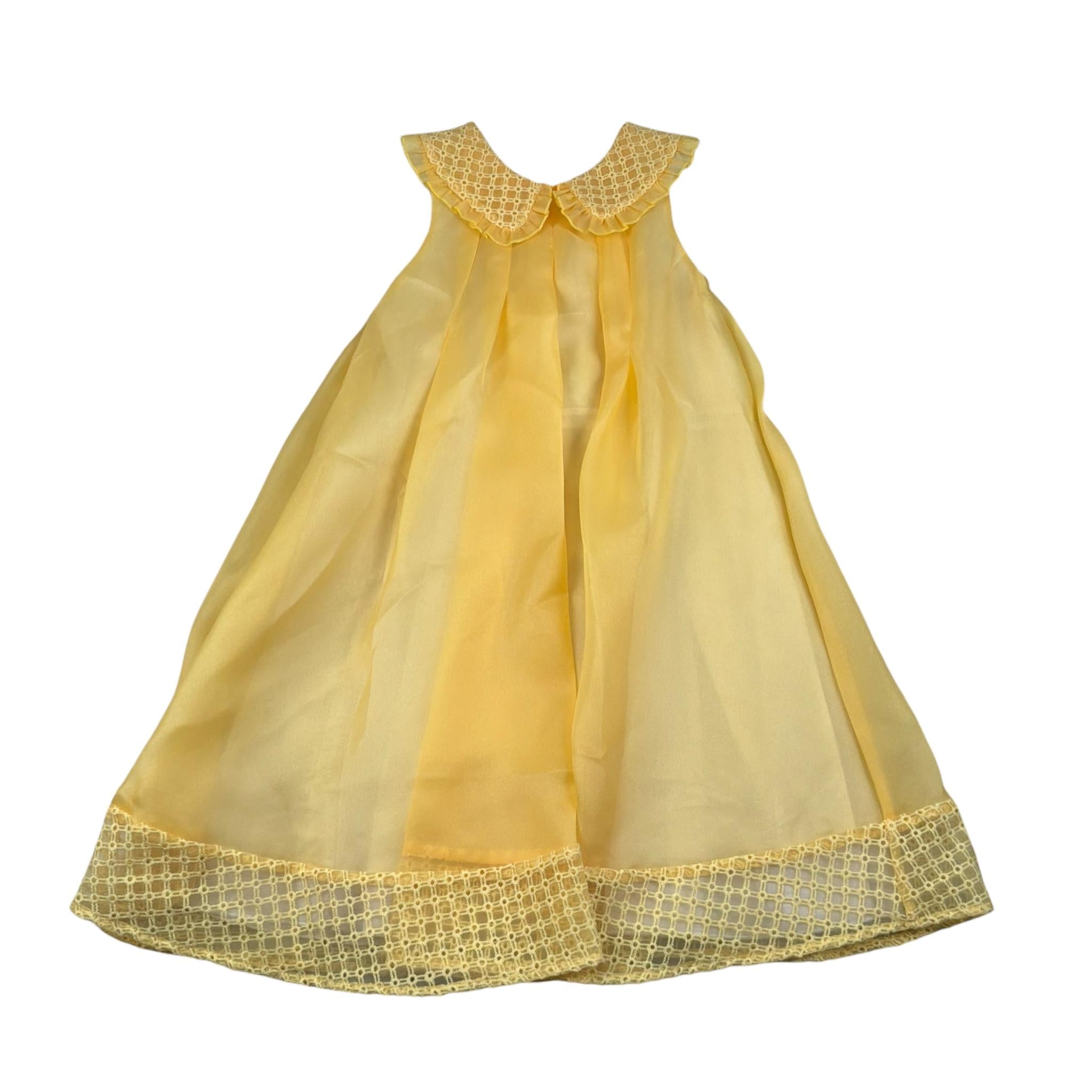 A' La Page Abito Giromanica Tinta Unita con Ricami per Bambina ERICA GIALLO A' LA PAGE 