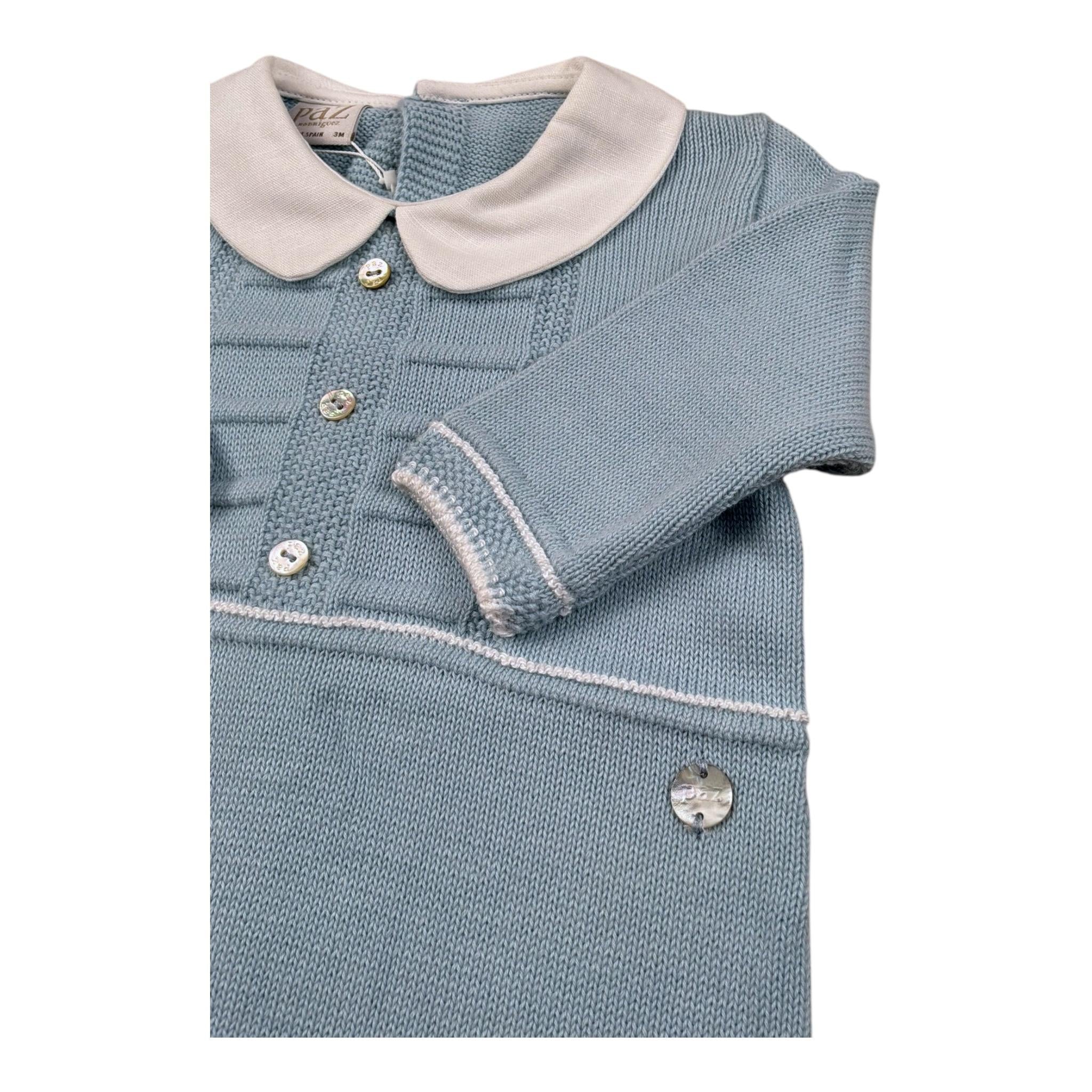 Paz Rodriguez Tutina Manica Lunga Tinta Unita per Neonato 005121702 AZZURRO PAZ RODRIGUEZ 