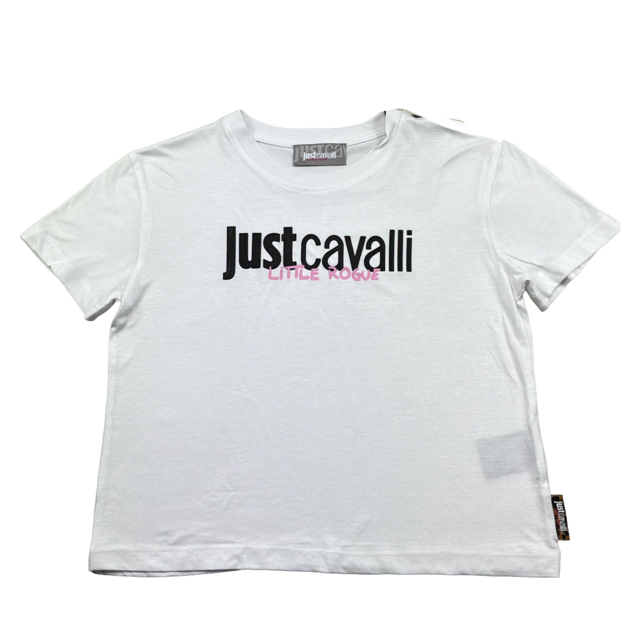 Just Cavalli T-Shirt Girocollo Tinta Unita con Logo per Bambina JGP26041TS BIANCO JUST CAVALLI 
