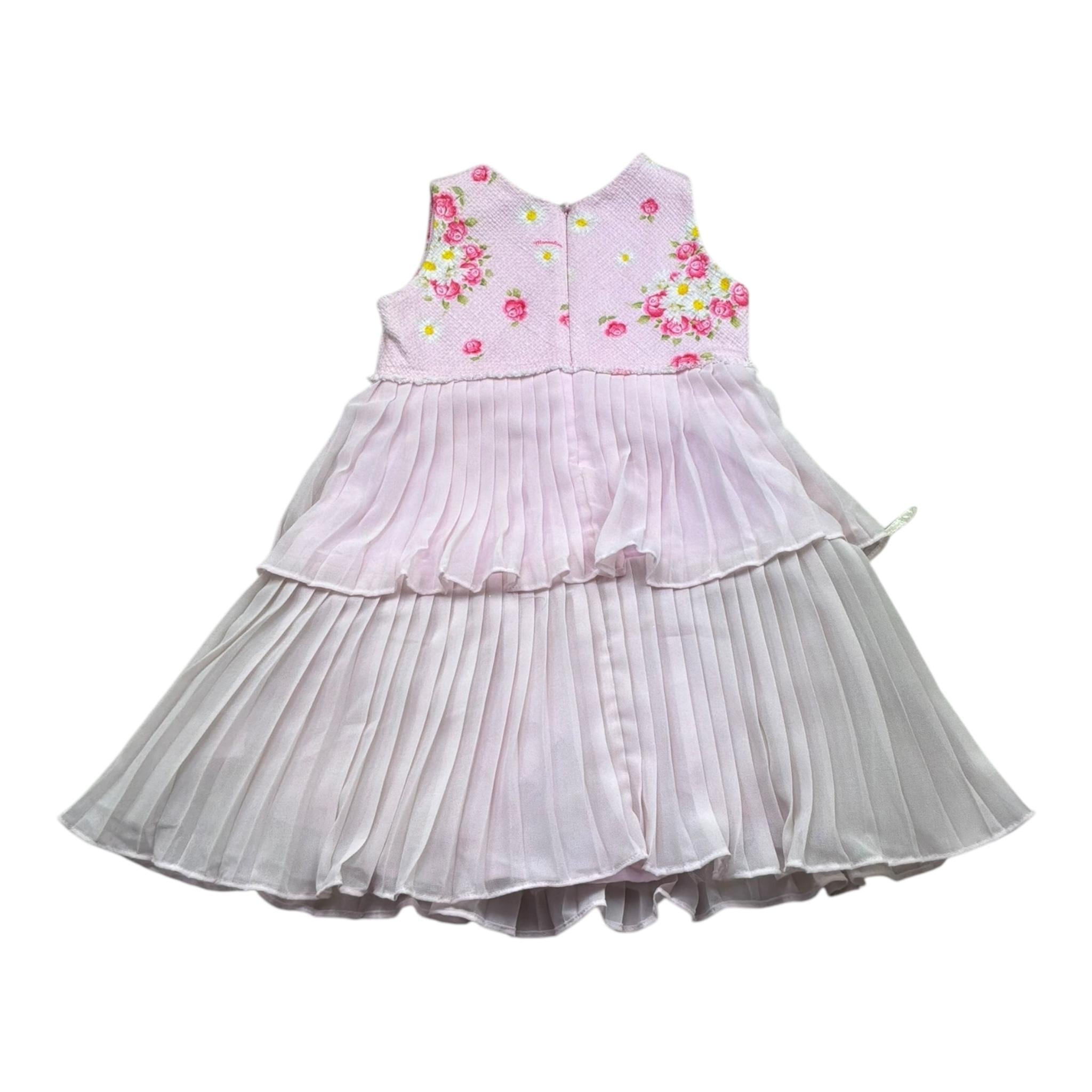 Monnalisa Abito Giromanica Tinta Unita con Applicazioni per Bambina 315918 ROSA MONNALISA 