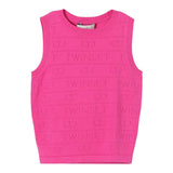 Twinset Gilet Tinta Unita Con Stampa In Rilievo Fuxia Per Bambina