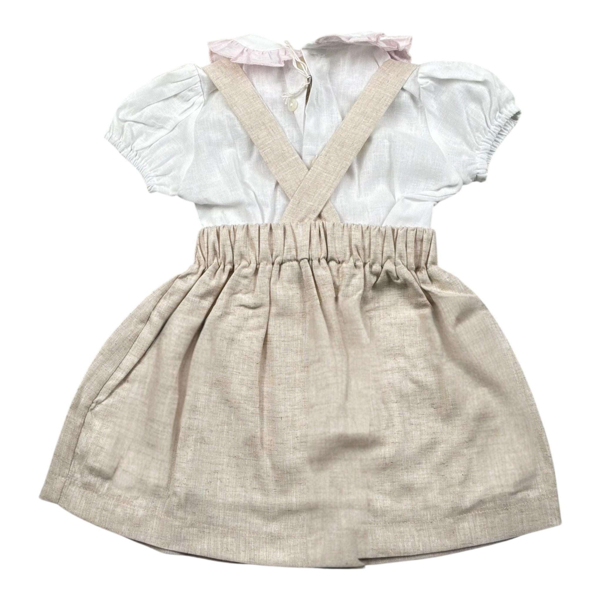 La Stupenderia Completo 2 Pezzi Body-Salopette Bicolore per Neonata TBCT54 BIANCO/BEIGE LA STUPENDERIA 