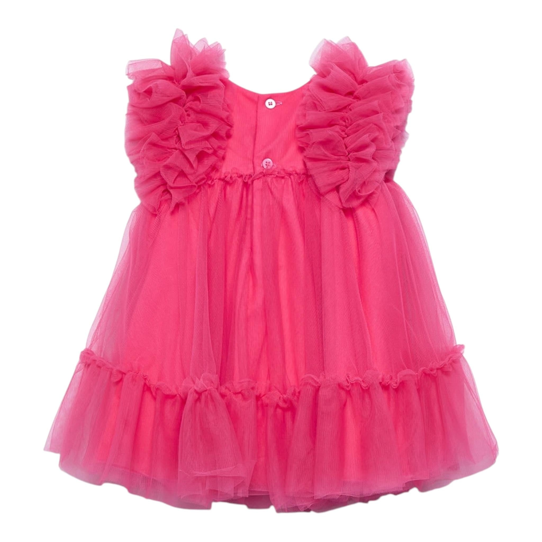 Abel & Lula Abito Mezza Manica Tinta Unita In Tulle per Neonata 502992 FUXIA ABEL & LULA 