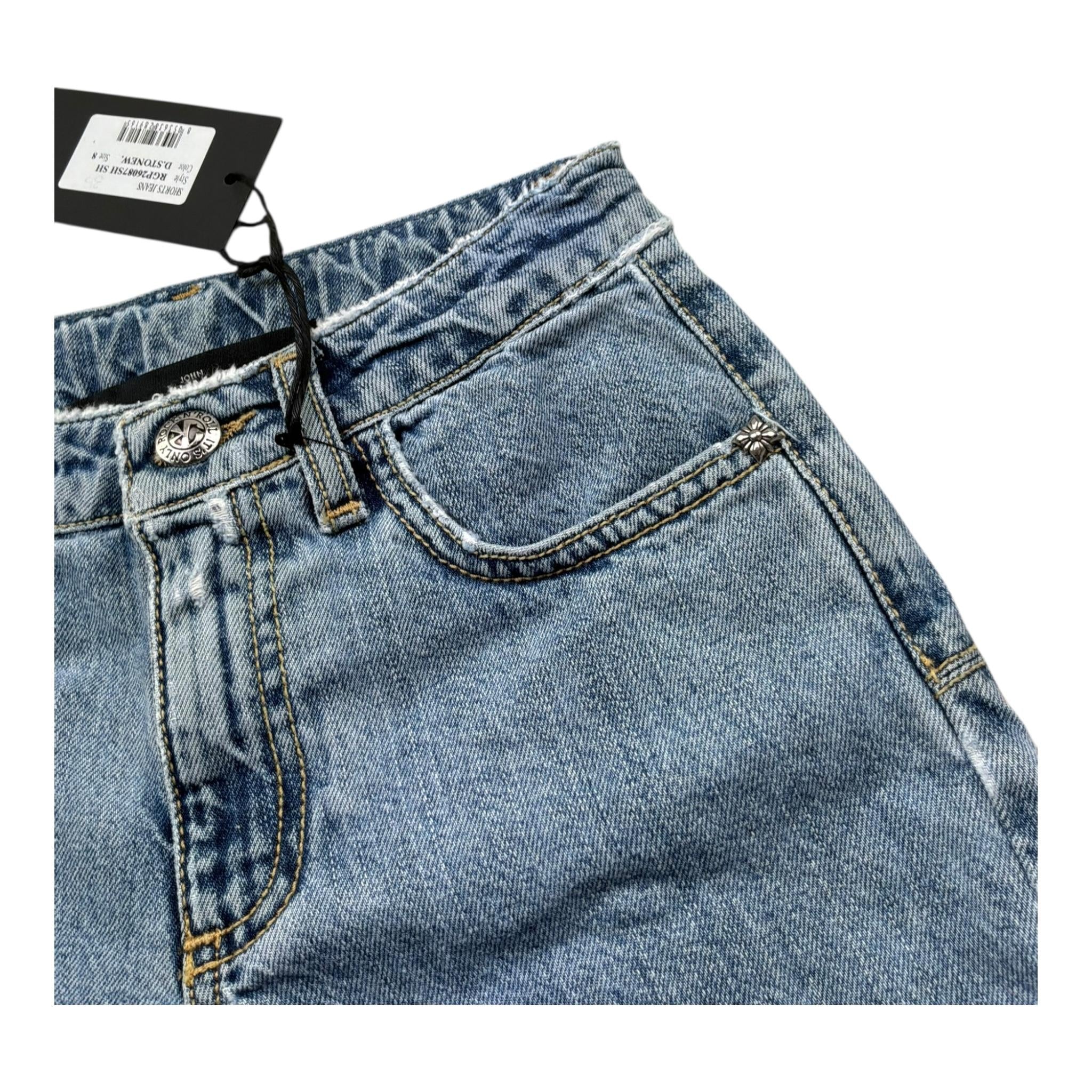 John Richmond Short In Denim Tinta Unita con Stampa per Bambina RGP26087SH AZZURRO JOHN RICHMOND 