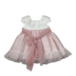 Amaya Abito Mezza Manica Tinta Unita con Tulle per Neonata 591004 BIANCO AMAYA 