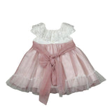 Amaya Abito Mezza Manica Tinta Unita con Tulle per Neonata 591004 BIANCO AMAYA 