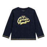 GUESS shirt girocollo tinta unita cn stampa logo Blu per Neonato I4YI04K8HM4 BLU GUESS 
