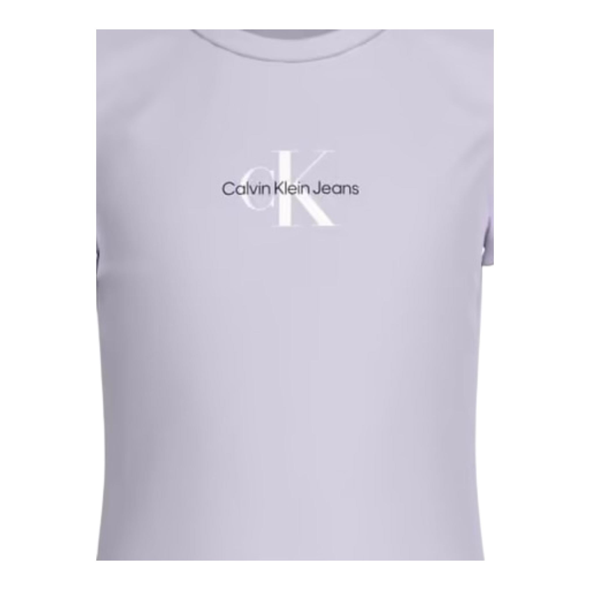 Calvin Klein T-Shirt Girocollo Tinta Unita con Stampa per Bambina IG0IG01470X LILLA CALVIN KLEIN 