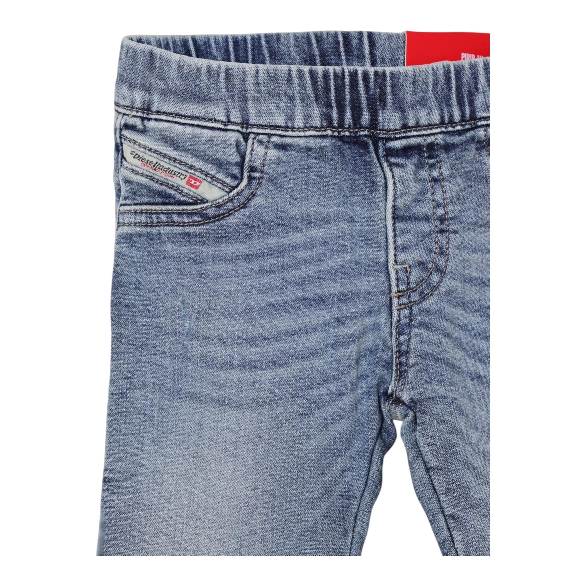 Diesel Jeans Tinta Unita con Eladtico In Vita per Bambina K00649 AZZURRO DIESEL 