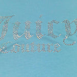 Juicy Couture T-Shirt Girocollo Tinta Unita con Brillantini per Bambina JBX6409 AZZURRO JUICY COUTURE 