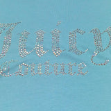 Juicy Couture T-Shirt Girocollo Tinta Unita con Brillantini per Bambina JBX6409 AZZURRO JUICY COUTURE 