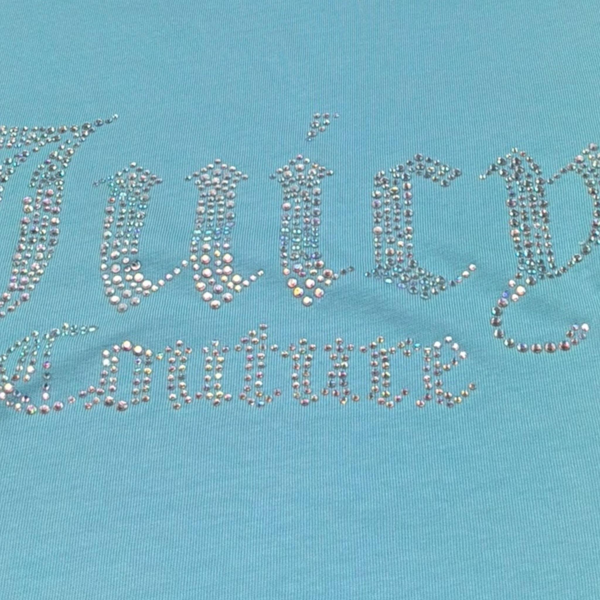 Juicy Couture T-Shirt Girocollo Tinta Unita con Brillantini per Bambina JBX6409 AZZURRO JUICY COUTURE 