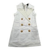 Balmain Abito Giromanica Tinta Unita con Applicazioni per Bambina BS1C12 BIANCO BALMAIN 