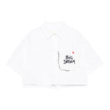 Simonetta Camicia Mezza Manica Tinta Unita con Cuore per Bambina SW5A31 BIANCO SIMONETTA 