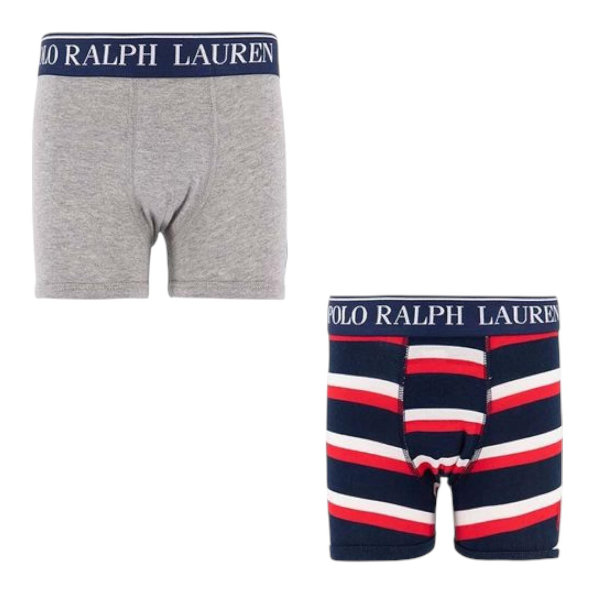 Ralph Lauren Set 2 Boxer Bicolore per Bambino 9P50166 GRIGIO RALPH LAUREN 