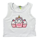 Mousse Canotta Tinta Unita con Stampa per Bambina UNILEOOOJ BIANCO MOUSSE 