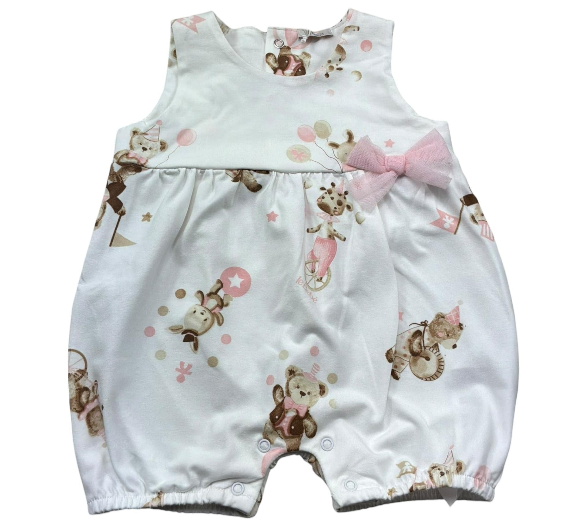 Le Bebe Pagliaccetto Giromanica Tinta Unita con Stampe per Neonata LBG6256 BIANCO LE BEBE 