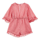 Monnalisa Tuta Intera Bicolore con Fantasia Quadri per Bambina 11E200 BIANCO/ROSSO MONNALISA 