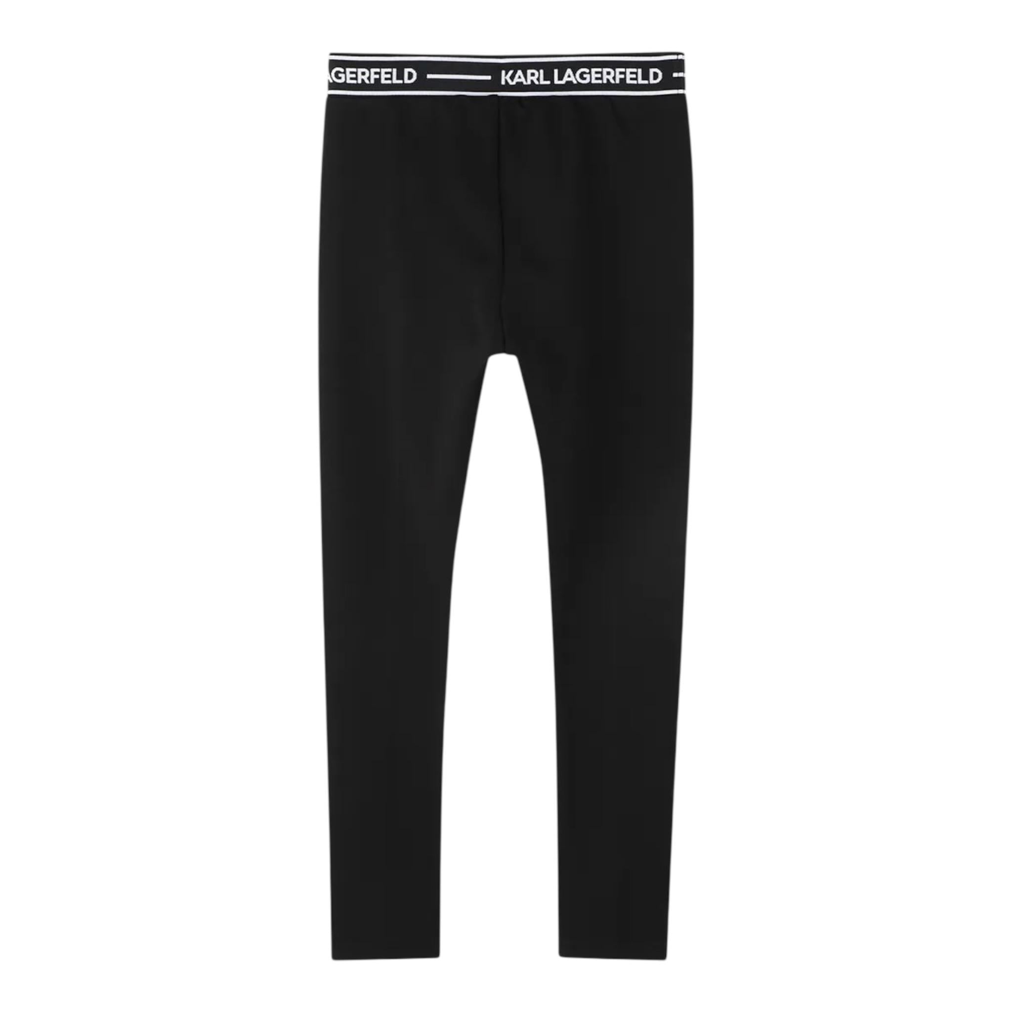 Karl Lagerfeld Leggins tinta unita con Elastico In Vita Logato Nero per Bambina Z30452X NERO KARL LAGERFELD 